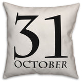 October 31 White 16"x16" Throw Pillow Cover