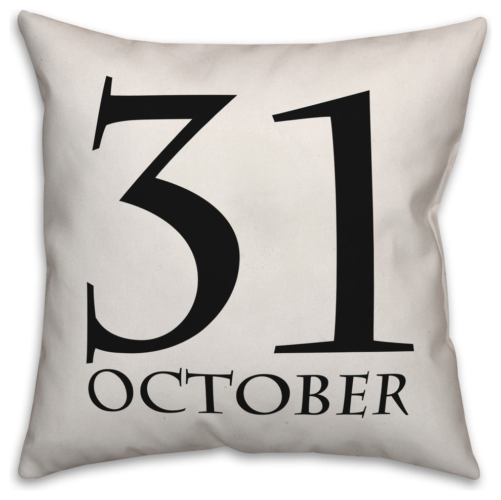 October 31 White 16"x16" Throw Pillow Cover