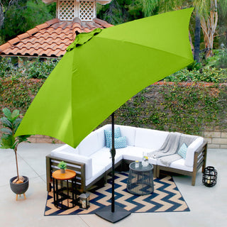 Astella 11' Round Table Patio Umbrella, Auto Crank Lift, Polyester, Lime Green