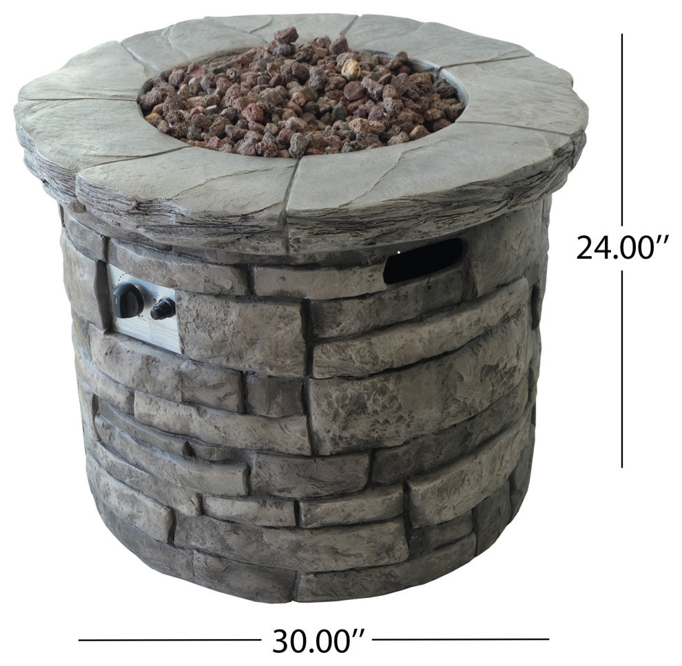 GDF Studio 5-Piece David Outdoor Adirondack Chair Set With Fire Pit, Gray