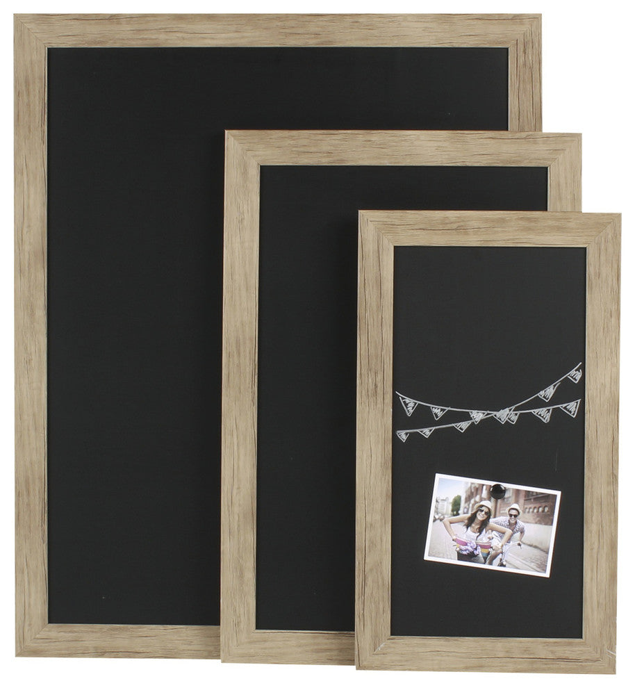 Beatrice Rustic Woodgrain Framed Magnetic Chalkboard, Rustic Brown, 23x13