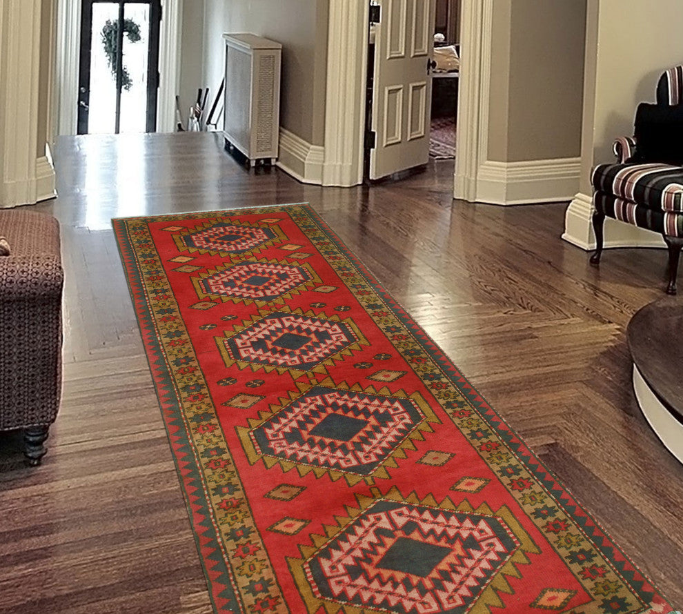 Fine Vintage Distressed Imad Red/Beige Runner, 3'3x9'3
