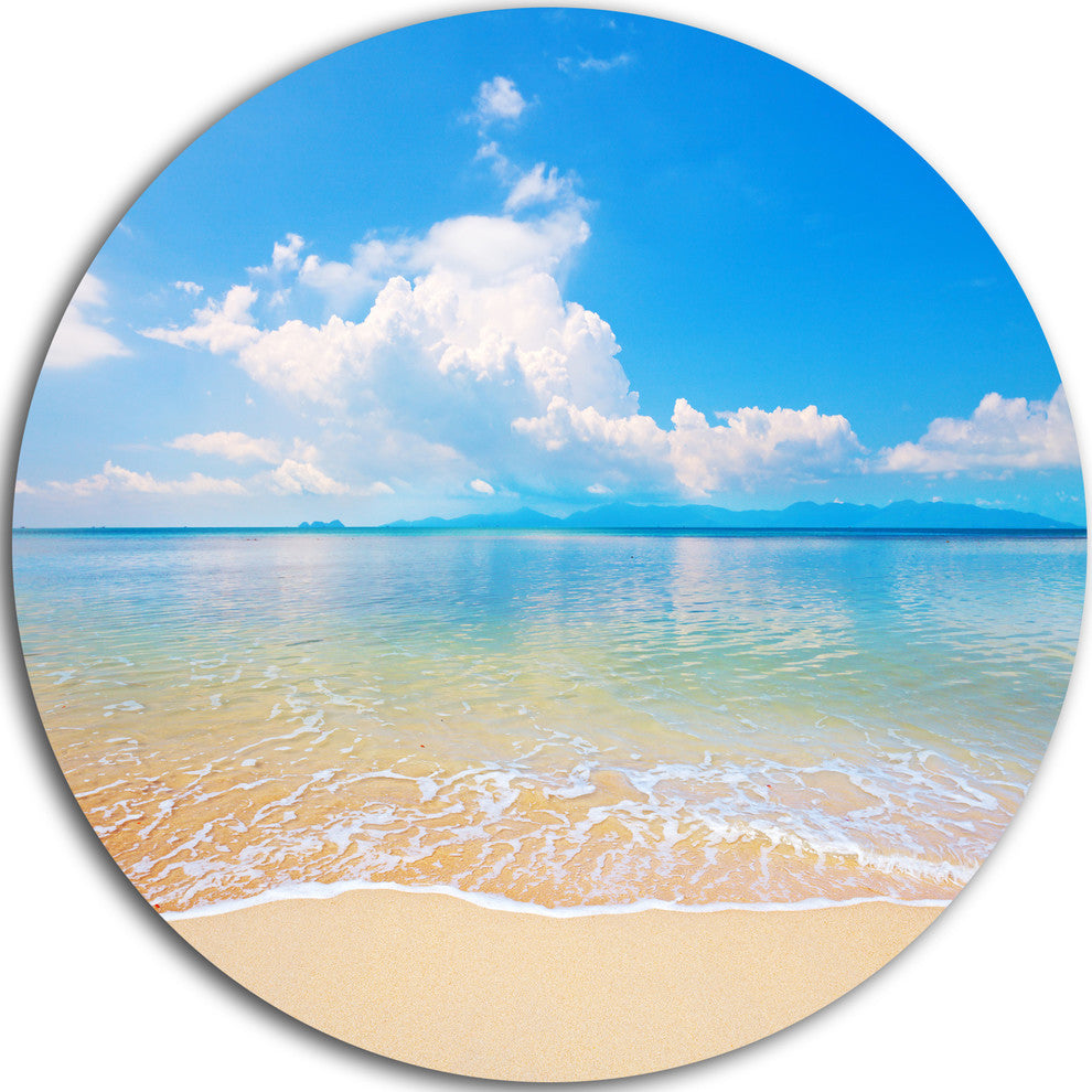 Clouds Over Calm Beach, Seashore Photo Round Wall Art, 23"