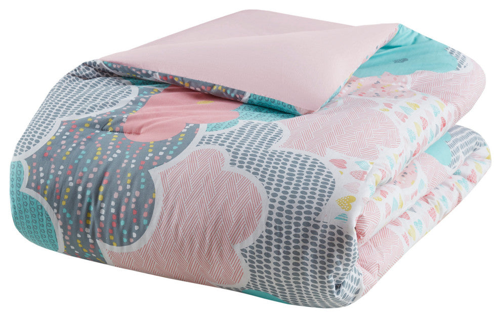 Kids Cotton Comforter/Duvet Cover/Coverlet Set, Pink, Full/Queen, Comforter