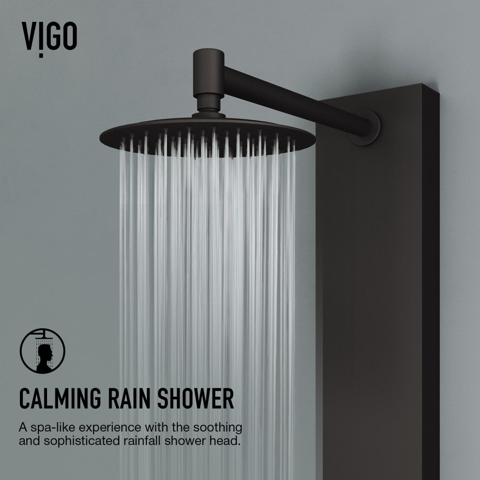 Bowery 59" H x 6" W 4-Jet Shower Panel with Round Shower Head and Tub Filler, Matte Black