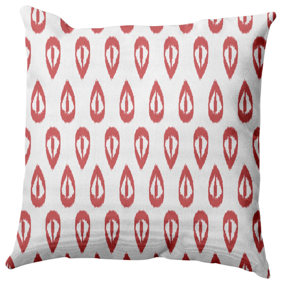 Ikat Tears Decorative Throw Pillow, Red-Orange, 16x16"