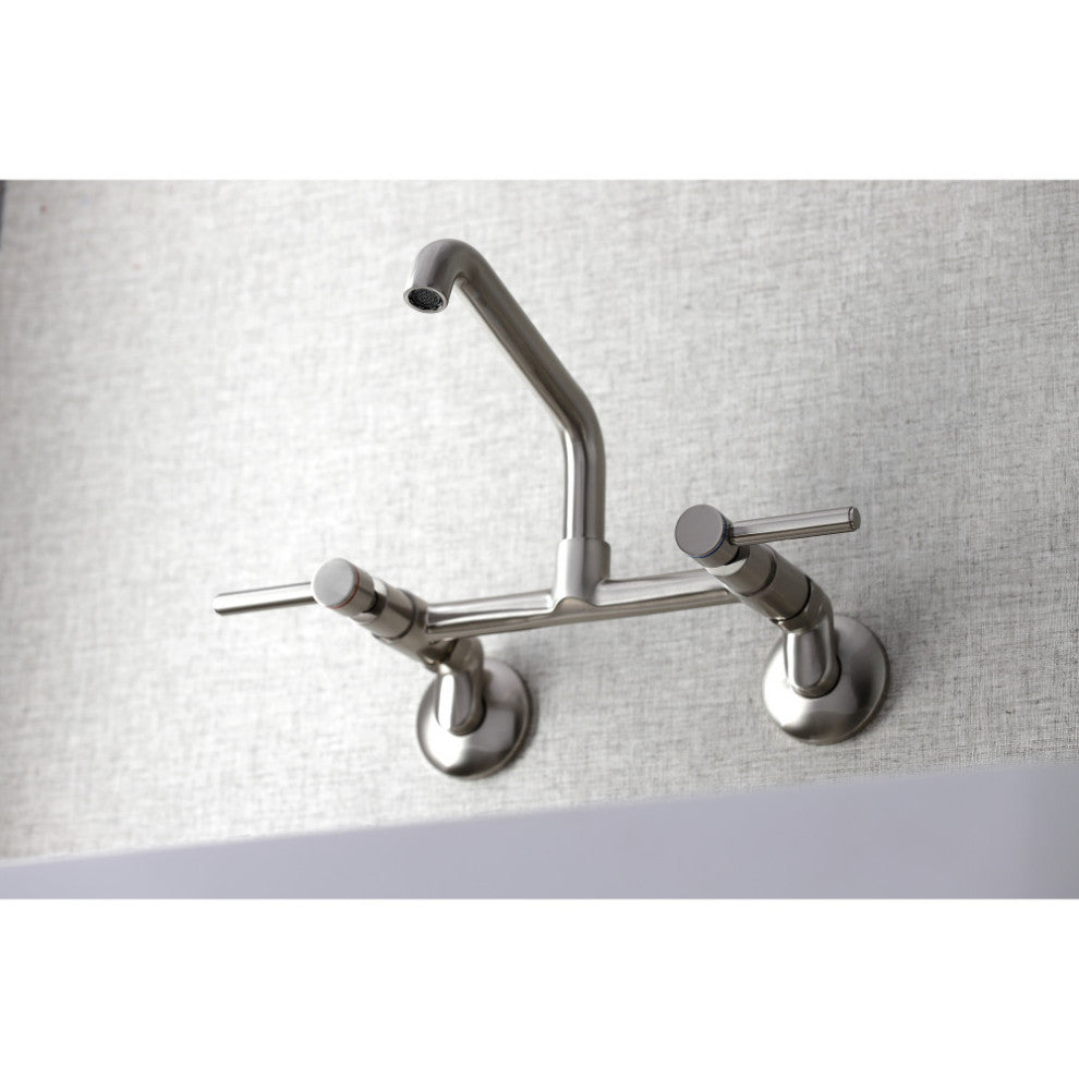 KS823SN Concord Two-Handle Wall-Mount Kitchen Faucet, Brushed Nickel