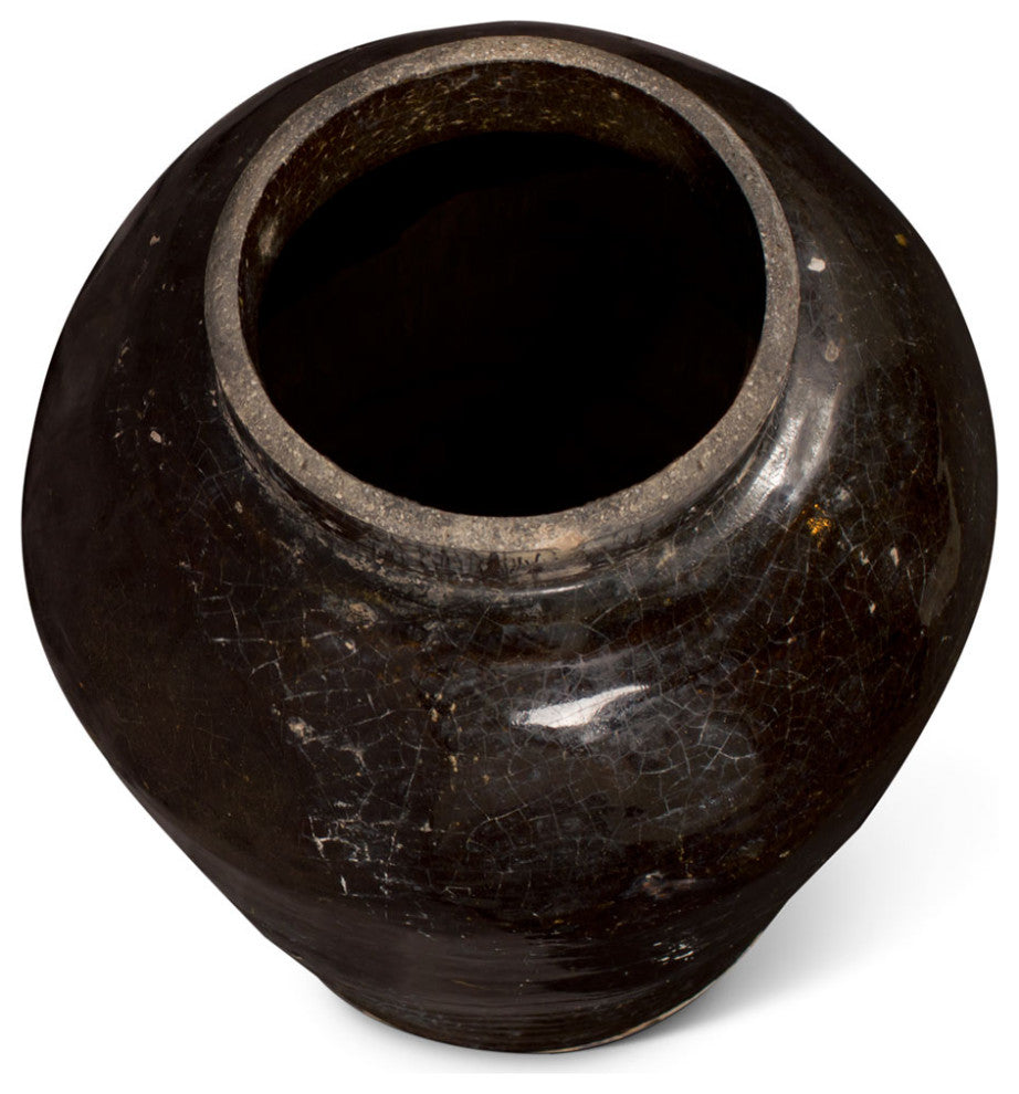Vintage Village Black Oriental Ceramic Jar