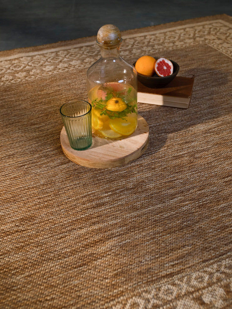 Outdoor Collection Oriental Accent Water Proof Rug, Neutral, 7'10"x10'
