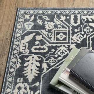 Iris Two-Tone Medallion Blue/ Ivory Area Rug 6'7" x 9'6"