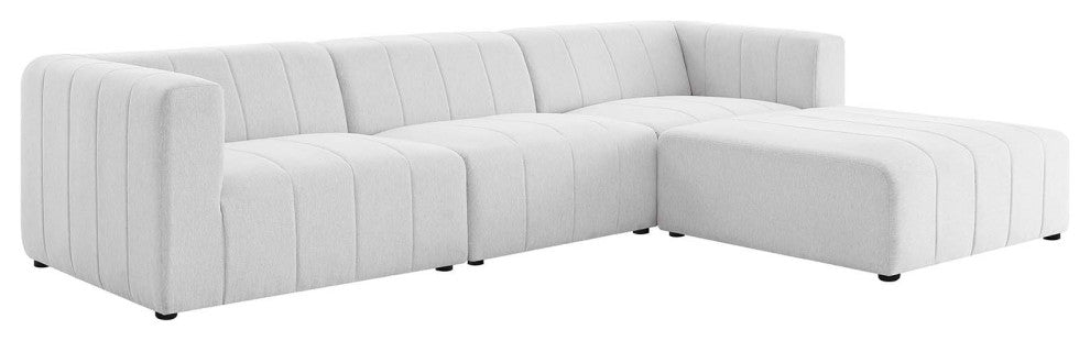 Bartlett Upholstered Fabric Upholstered Fabric 4-Piece Sectional Sofa Ivory