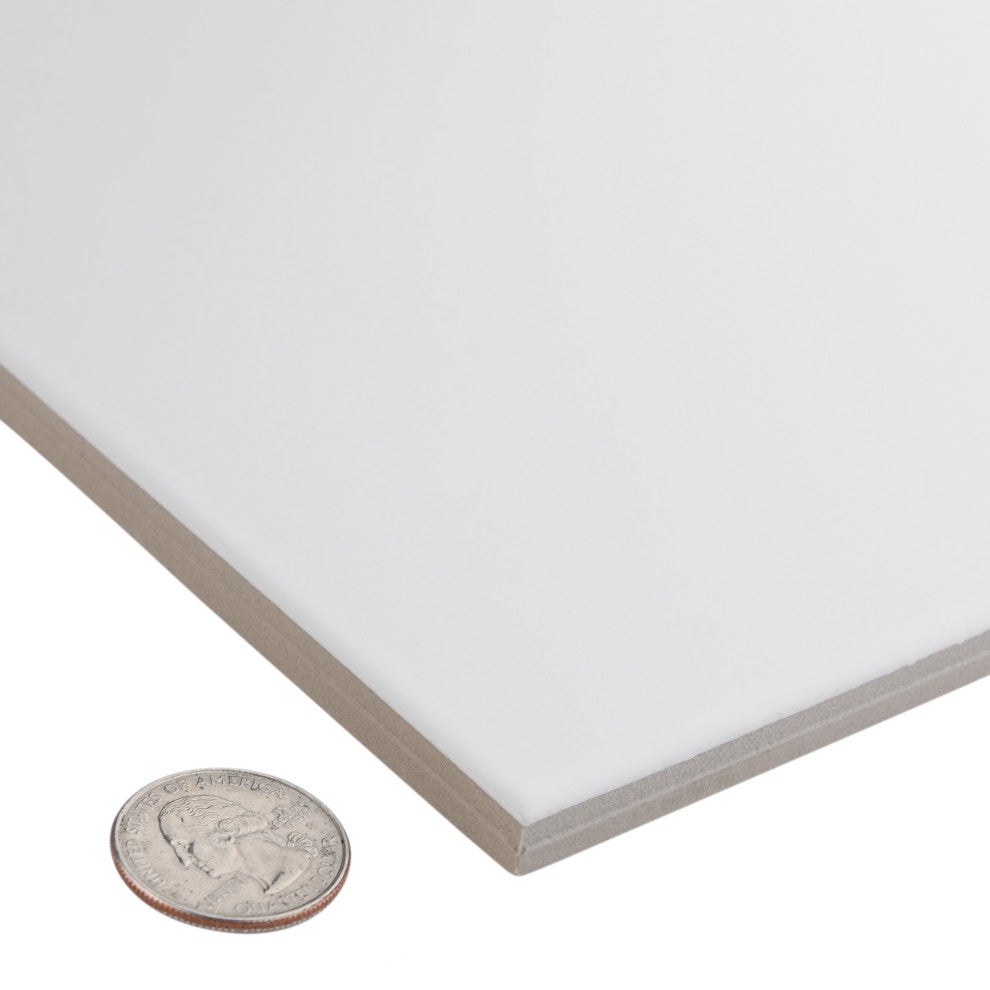 Textile Basic White Encaustic Porcelain Floor and Wall Tile, Plain