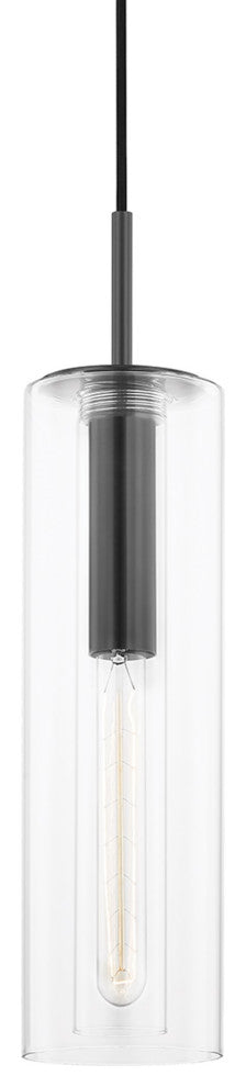 Belinda 1-Light 18" Pendant, Old Bronze, Clear Glass