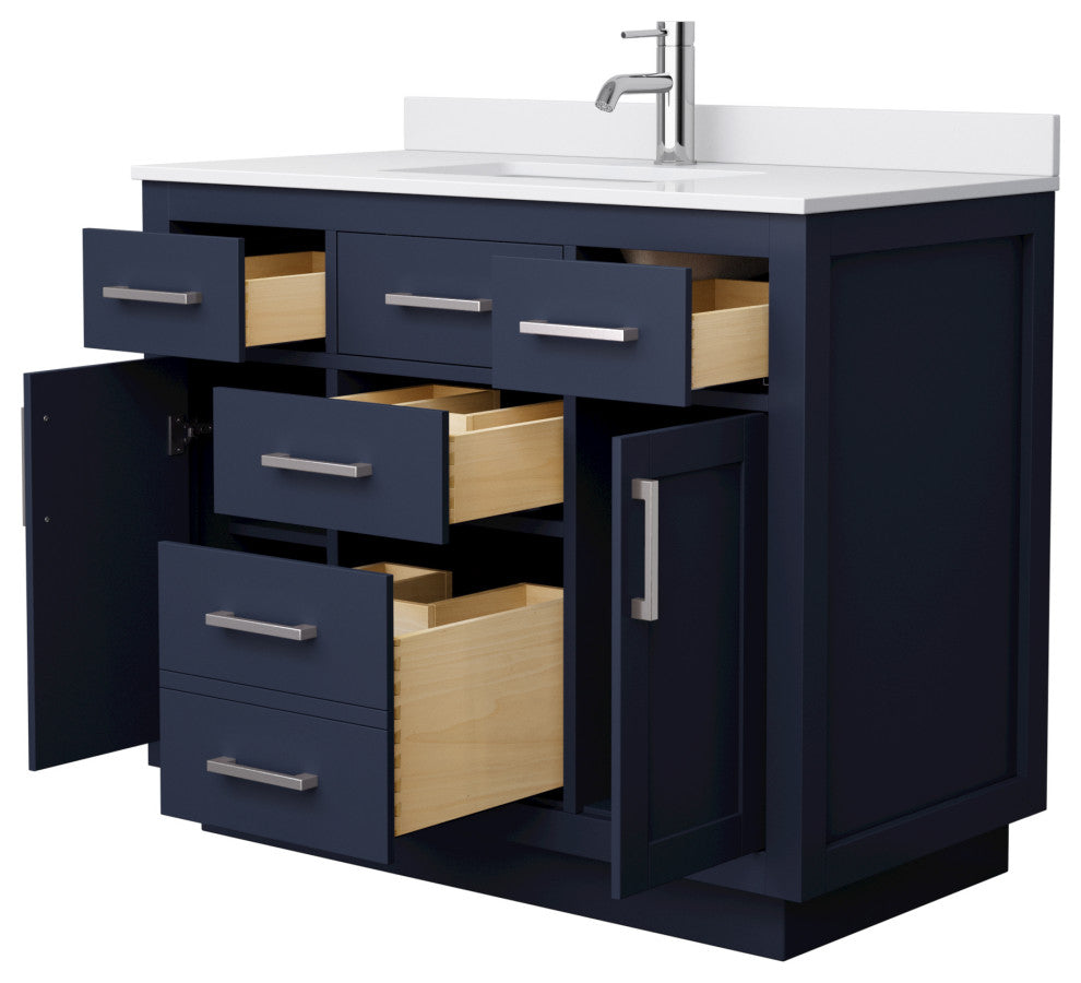 Beckett TK 42" Dark Blue Single Vanity,  Cultured Top, Nickel Trim