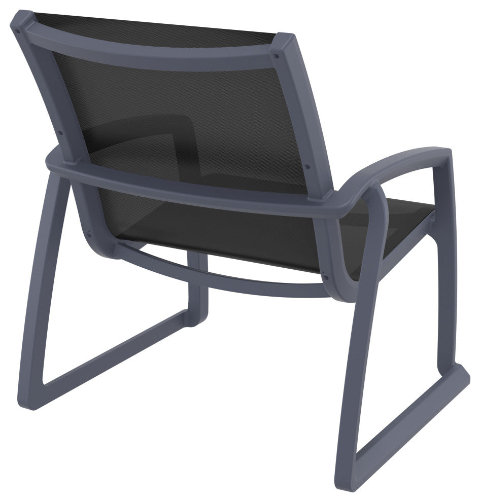 Pacific Club Arm Chair Frame Black Sling Set of 2, Dark Gray-Black