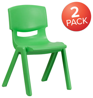 2 Pack Plastic Stackable School Chair with 15.5" Seat Height, Green