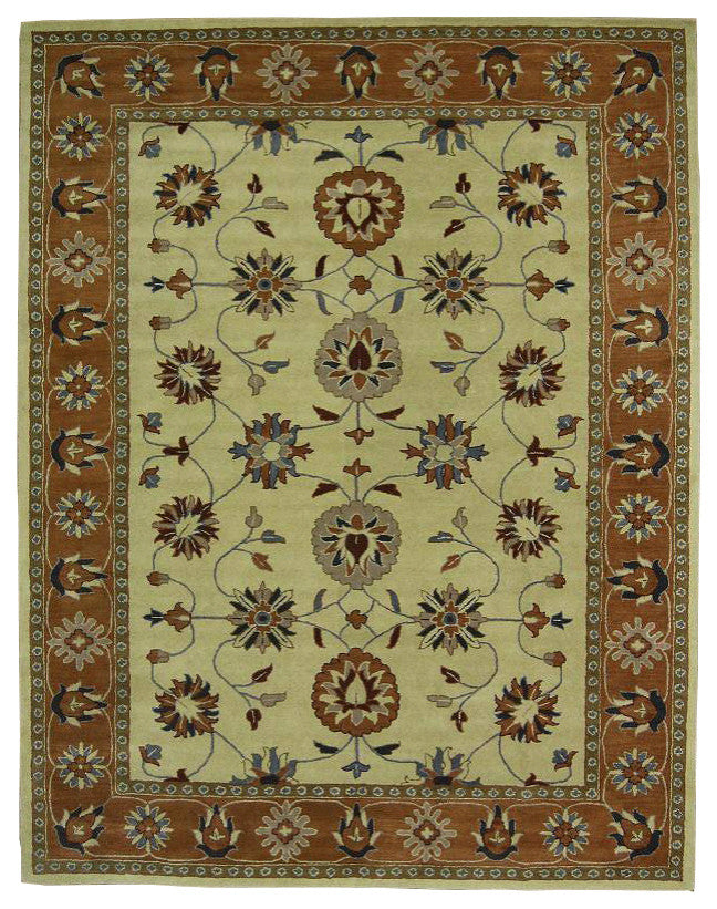 Ziegler All-Over Hand-Tufted Indian Oriental Area Rug, Brown, 5x8'