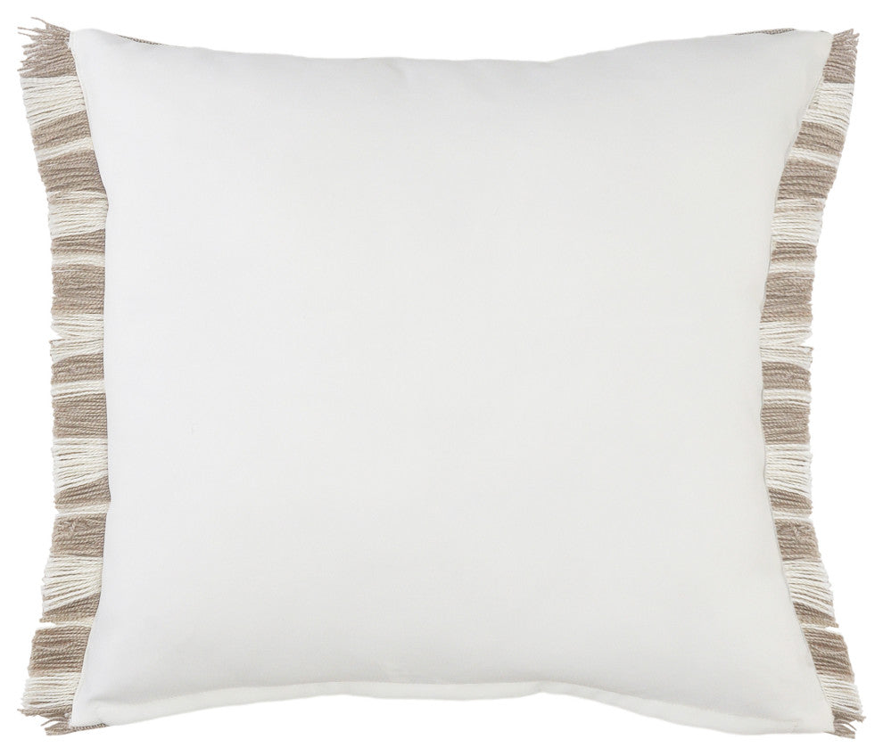 Ox Bay Handwoven Tan/White Geometric Polyester Pillow Cover, 24"x24"