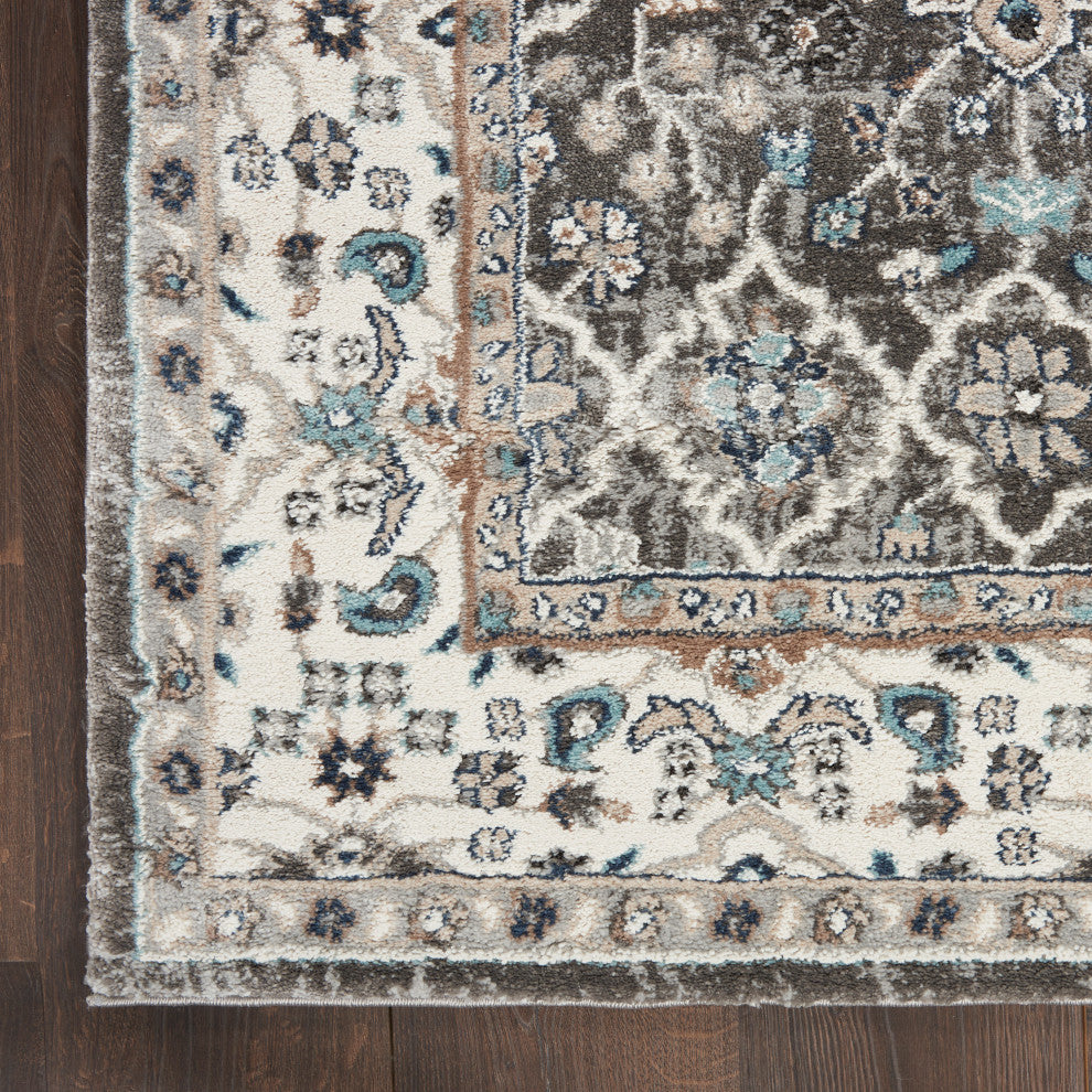 Nourison American Manor 5'3" x 7'3" Blue/Ivory Bordered Indoor Rug, Grey/Ivory, 8'x10', Bordered