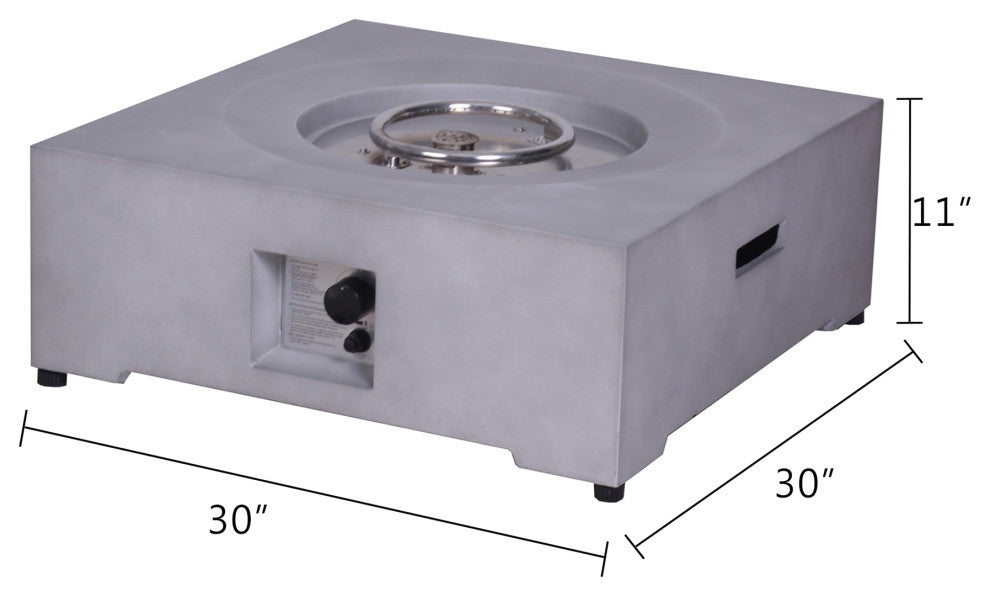 Square Faux Stone Outdoor Fire Pit with Rain Cover