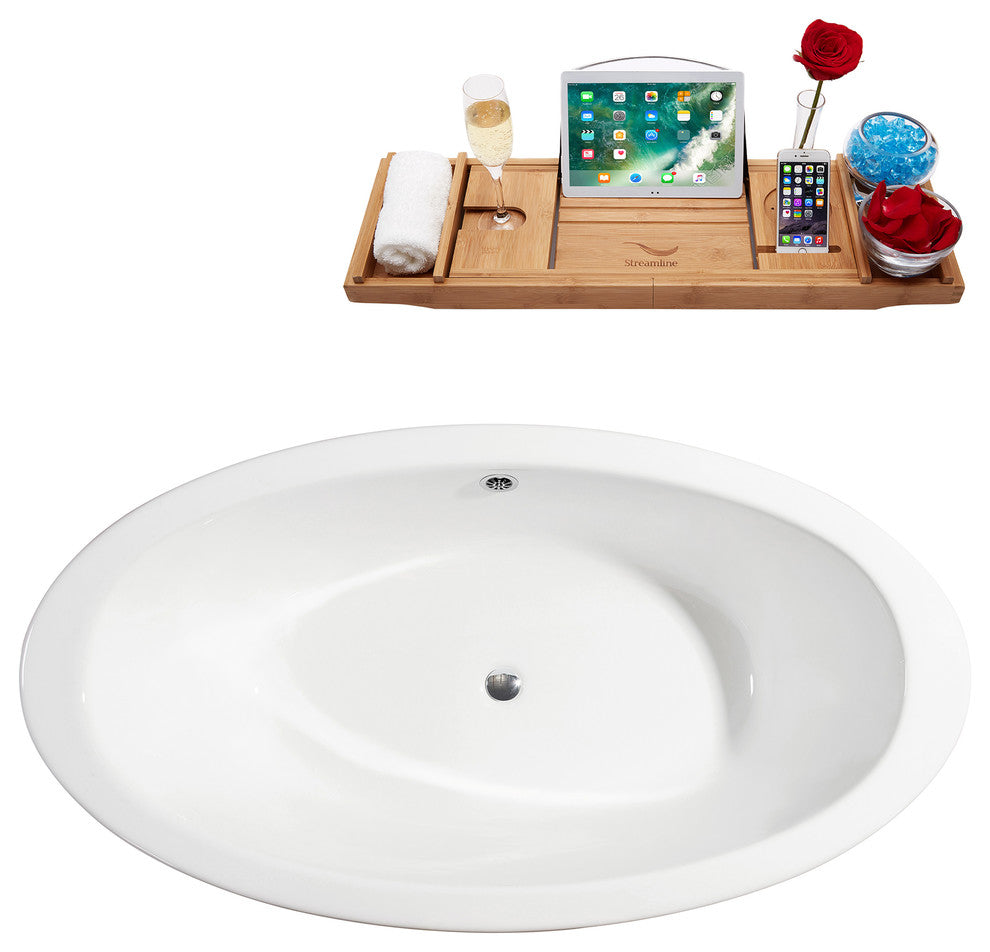 65" Cast Iron R5440CH-CH Soaking Clawfoot Tub and Tray With External Drain, Chro