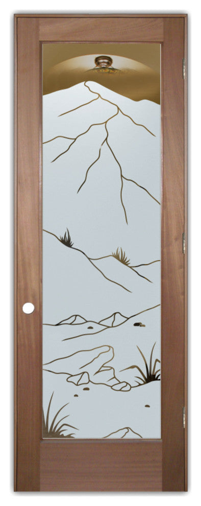 Interior Prehung Door or Interior Slab Door - Mountains Foliage - Mahogany -...