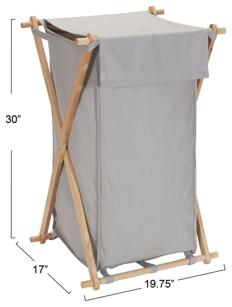 X-Frame Wood Laundry Hamper, Single
