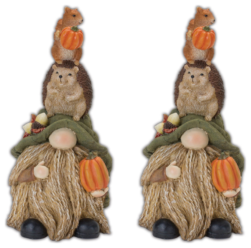 Stacking Gnome With Animals Figurine, Set of 2