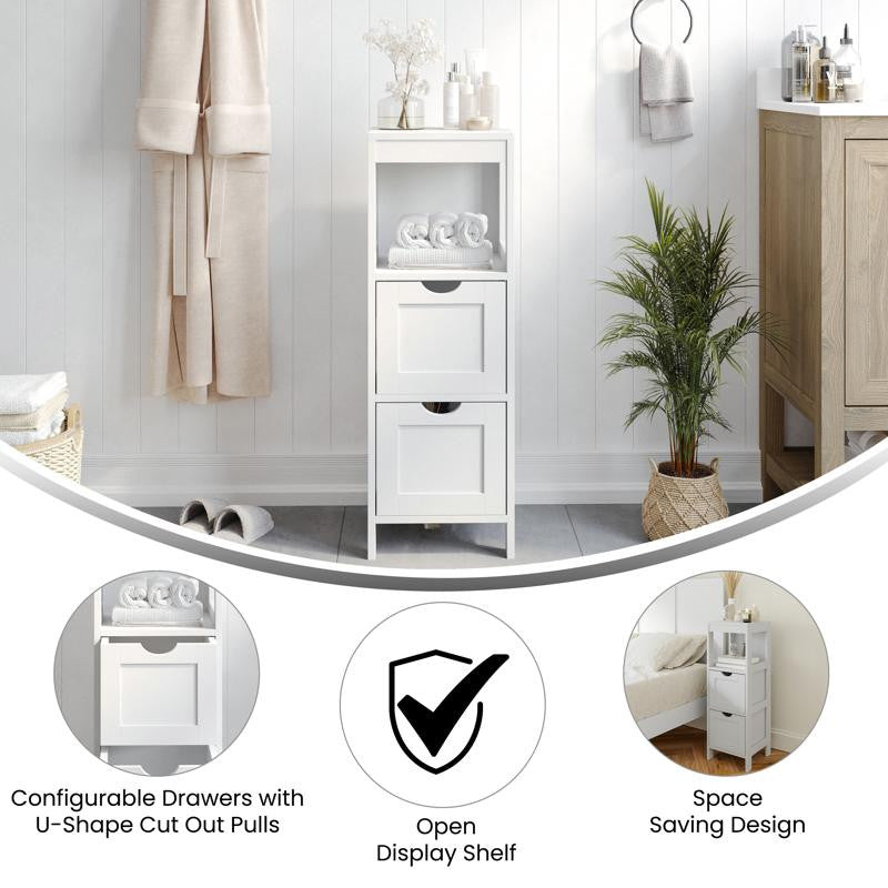 Dune Farmhouse Bathroom Storage Organizer, White