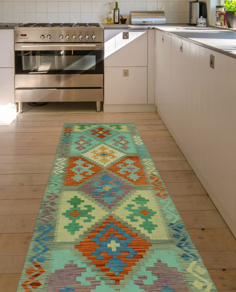 Sangat Kilim Lamia Gray/Rust Runner, 2'8x8'7