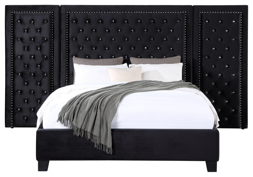 ACME Damazy Eastern King Bed in Black Velvet
