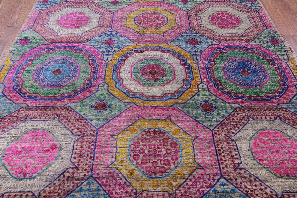 8' 2" X 9' 11" Mamluk Hand Knotted Wool & Silk Rug - Q13727