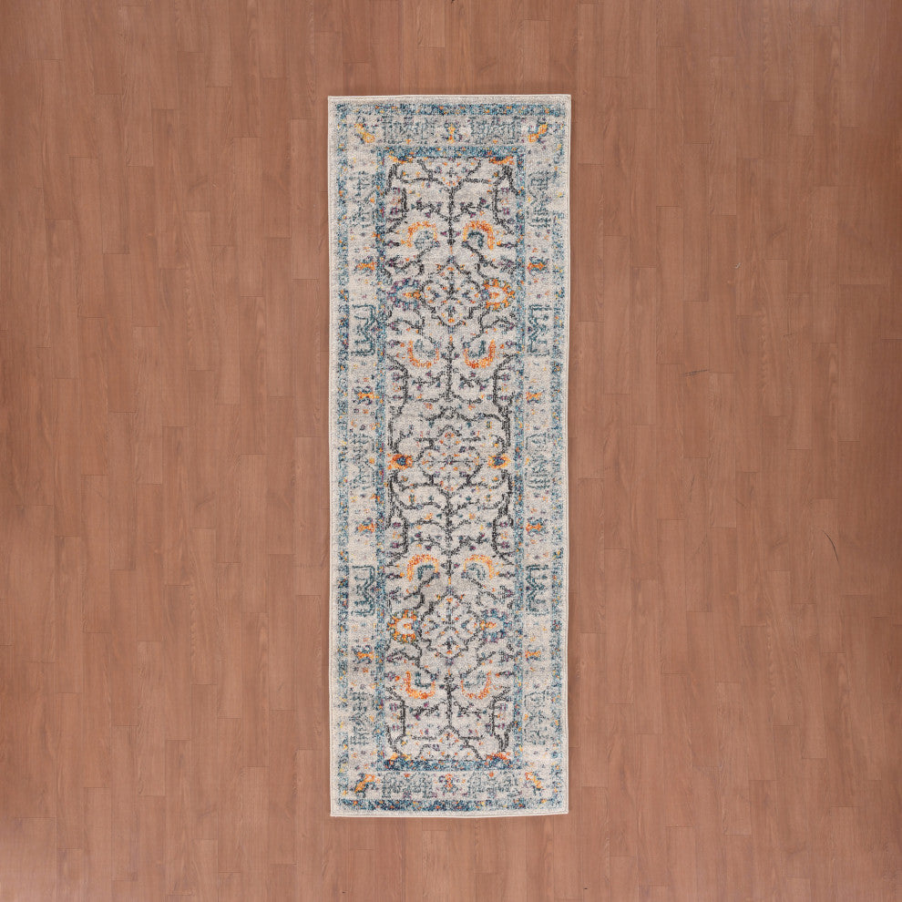 Montana Dyanne Runner, Ivory, 2'7" x 8', Bordered