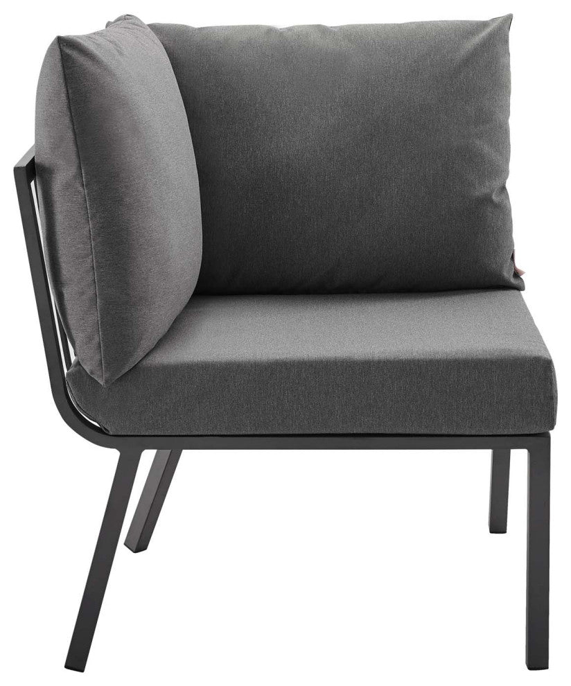 Riverside 5 Piece Outdoor Patio Aluminum Set Gray Charcoal