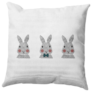 Bunny Triplets Easter Decorative Throw Pillow, Ocean Abyss Green, 20x20"