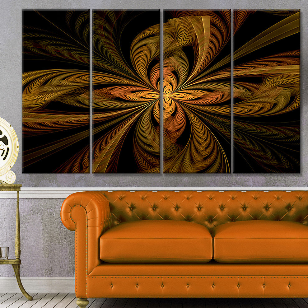 Colorful Fractal Flower Pattern, Abstract Canvas Print Art, 48"x28", 4 Panels