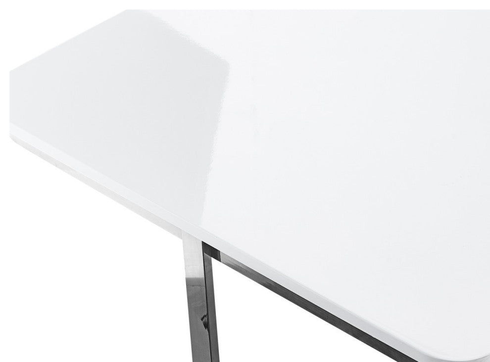 Keala Coffee Table, High Gloss Lacquer Finish Top, White/Chrome