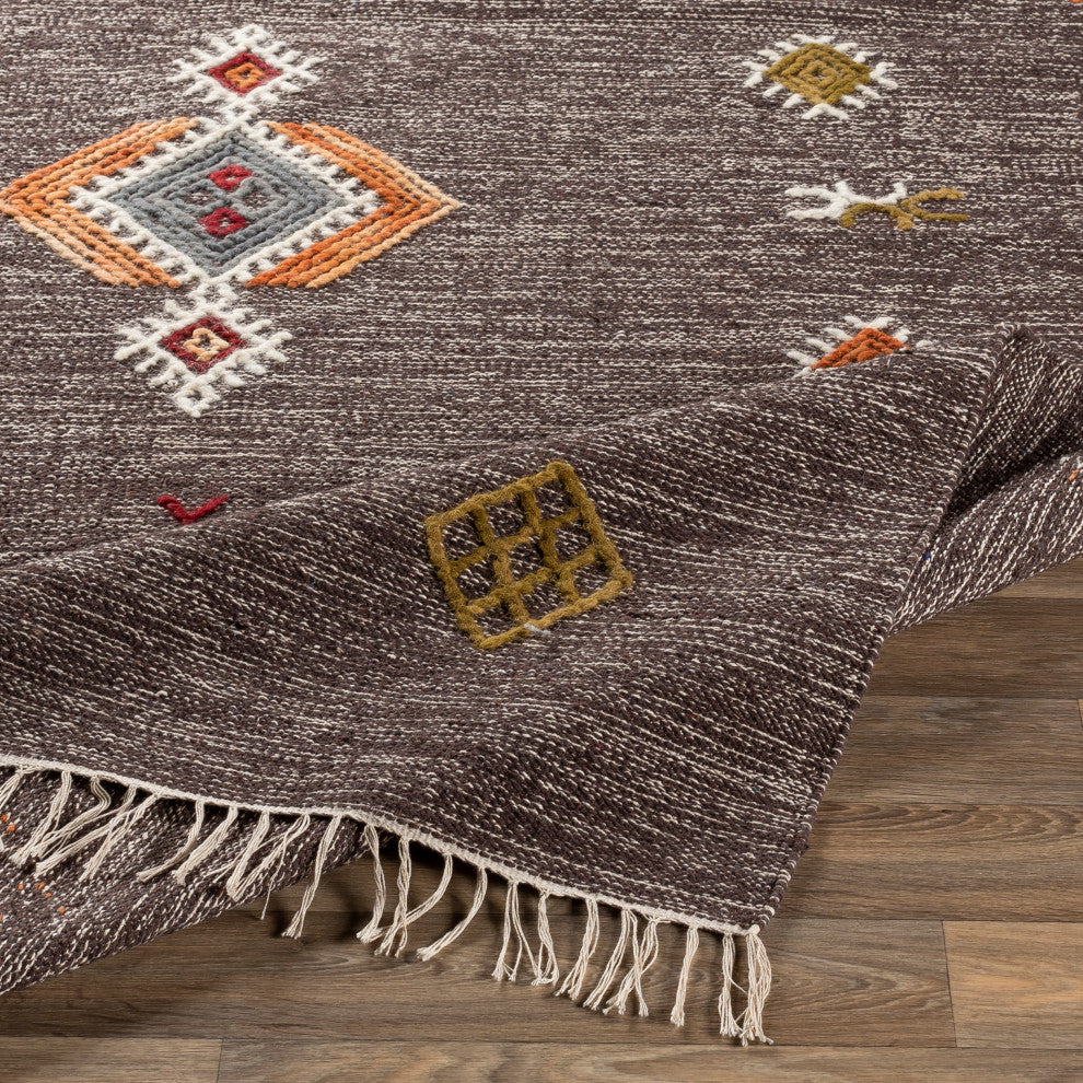 Surya Zanafi ZNF-2304 2'6"x8' Rug, Brown/Khaki/Gray/Olive/Peach/Burnt Orange/Red
