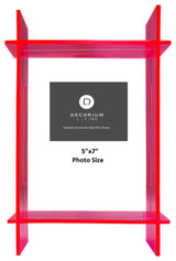 Lucite 5x7 Frame, Neon Pink/Clear