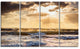 "Sunrise and Roaring Blue Sea Waves" Beach Canvas Wall Art, 4 Panels, 48"x28"