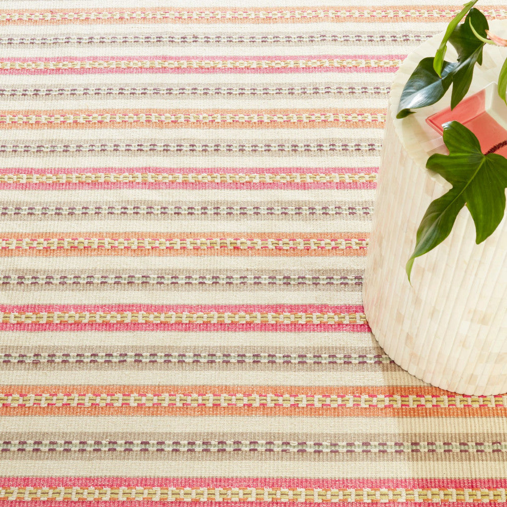 Kit Kemp x Dash & Albert Long Slade Spice Handwoven Cotton Rug, Multi, 8' x 10'