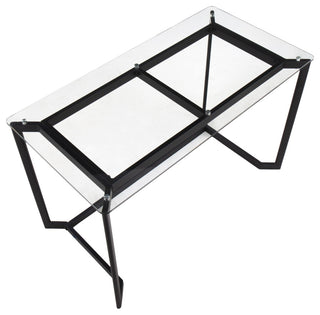 Masters Office Desk, Black Steel, Clear Glass