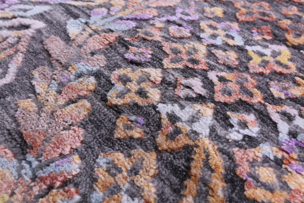 9' 0" X 12' 2" Modern Wool and Silk Hand Knotted Rug Q9256