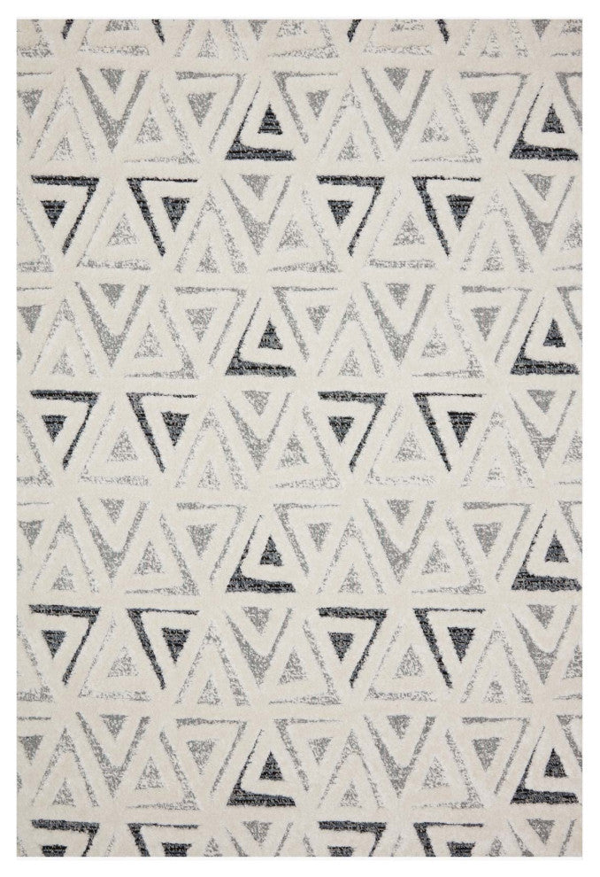 Textural Geometric Hagen Area Rug, 2'-7" X 4', Hag-02 Blue / Multi