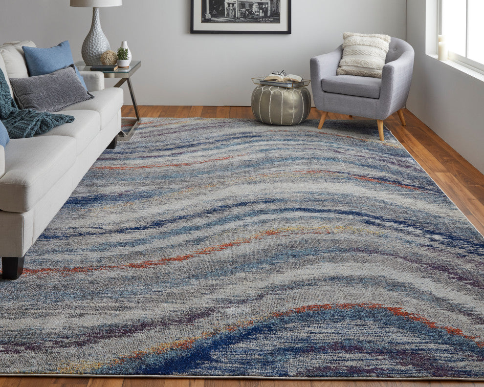 Weave & Wander Adelmo Abstract Contemporary Rug, Multi/Gray, 10'x14'