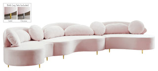 Vivacious Velvet Upholstered 3-Piece Sectional, Pink