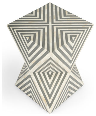 Anais Bone Inlay End Table, Grey Geometric
