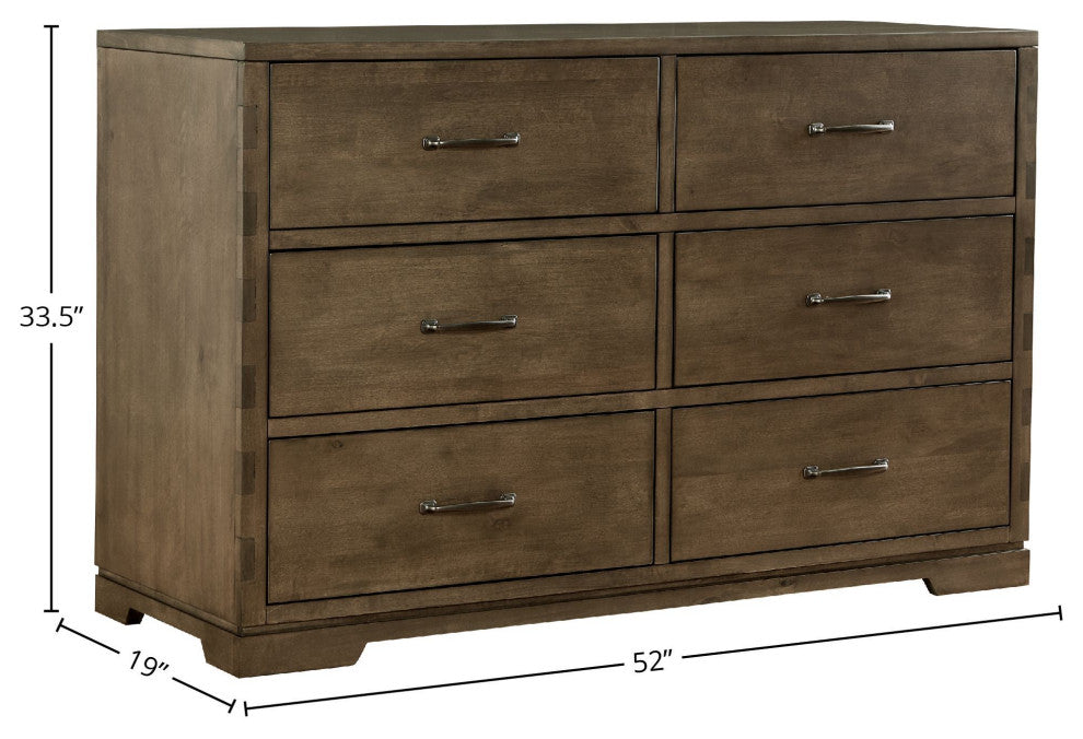 Dovetail 6-Drawer Wood Dresser, Graphite