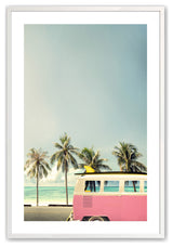 Opaque White 18" x 24" Pink Wave Rider Framed Print