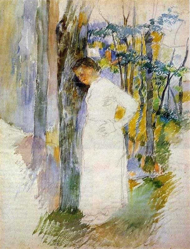 Camille Pissarro Peasant Woman Standing next to a Tree Gallery Wrapped Canvas